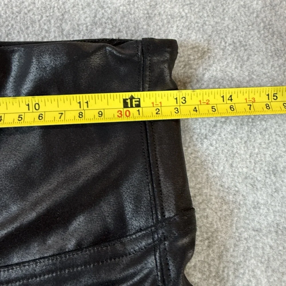 Spanx Faux Leather Cropped Leggings Womens Medium Black High Rise Shaping Capri - Picture 9 of 11